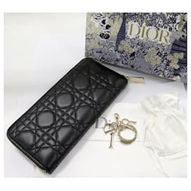 Christian Dior-Dior Lady Dior Cannage Long Wallet Black-Black