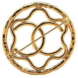 Chanel-Chanel Coco Mark Circle Motif Brooch Gold-Golden,Metallic