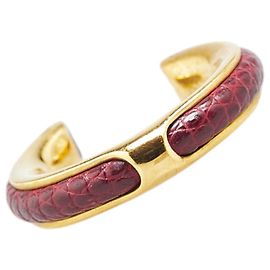 Hermès Hermes Gold Bordeaux Lizard Ring Golden Metallic