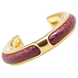 Hermès Hermes Gold Bordeaux Eidechsenring Golden Metallisch