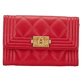 Chanel-Chanel Lambskin Card Case Pink-Pink