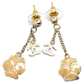 Chanel-Chanel Camellia Flower Earrings Gold-Golden,Metallic