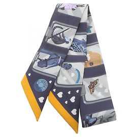 Hermès Écharpe Twilly en soie Hermes H063875S06 Bleu