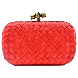 Clutch Knot Python de seda Bottega Veneta Vermelha Vermelho