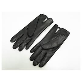 Hermès-HERMES MEDOR DOG COLLAR IN BLACK LAMB LEATHER 7.5 LEATHER GLOVES-Black