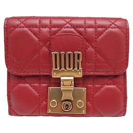 Christian Dior NEW DIOR ADDICT RED LEATHER WALLET S2009CNMJ Red