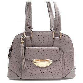 LANCEL ADJANI GM LEDER HANDTASCHE IM STRAUßENLOOK GRAU Grau