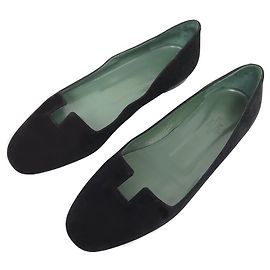 Hermès SAPATOS HERMES BALLET JOY H142012Z 37 CAMURÇA DE CABRA PRETA CAIXA Preto