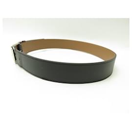Hermès-HERMES PARTNER BICOLORED LEATHER BELT BLACK AND BORDEAUX T85-Other