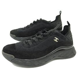 NEUN CHANEL LOW TOP TRAINER LOGO CC QUILTED G38503 44 SNEAKER Schwarz