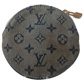 Louis Vuitton Round Wallet Blue Grey Canvas Blue Grey