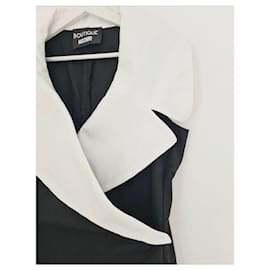 Moschino-Moschino Boutique Contrast Collar Sleeveless Sheath Dress-Black,White