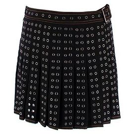 Christian Dior Saia mini plissada preta com ilhós Dior Preto