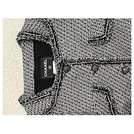 Chanel-Tweed Gray Jacket-Black,Grey,Dark grey