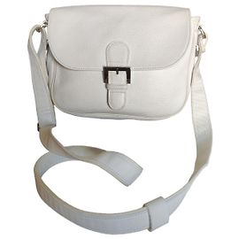 Longchamp White Grained Leather Flap Bag White