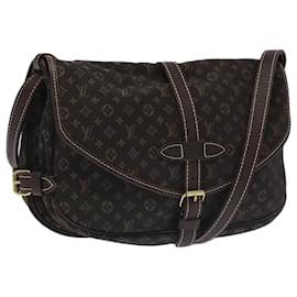 Louis Vuitton-LOUIS VUITTON Monogram Mini Lin Saumur PM Shoulder Bag Brown M95227 Auth ki5126-Brown