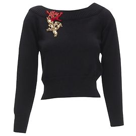 Cashmere-Pullover mit Kristallstickerei von Alexander McQueen Schwarz
