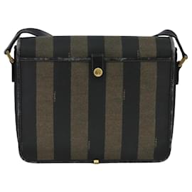 Fendi-Sac à épaule en toile Pecan FENDI marron noir Auth bs20143-Marron,Noir