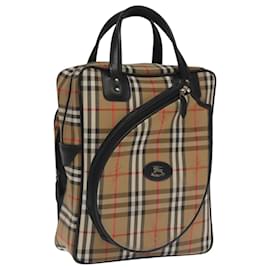 Autre Marque-Burberrys Nova Check Hand Bag Canvas Beige Auth 99653-Beige