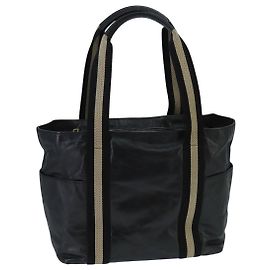 BALLY Borsa Tote in Pelle Nera Argento Oro Auth bs19767 Nero Argento D'oro