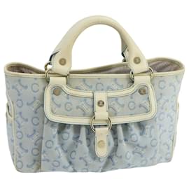 Céline-CELINE C Macadam Canvas Hand Bag Light Blue Auth 105139-Light blue