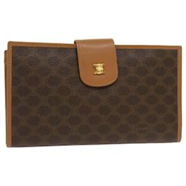 Céline-CELINE Macadam Canvas Long Wallet PVC Leather Brown Auth am5873-Brown
