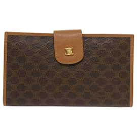 Céline-CELINE Macadam Canvas Long Wallet PVC Leather Brown Auth am5873-Brown
