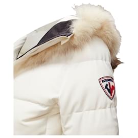 Autre Marque-Rossignol fur trim hood logo hooded down puffer jacket-White,Cream