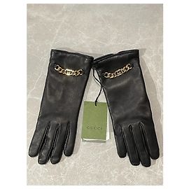 GANTS GUCCI T.International M Cuir Noir
