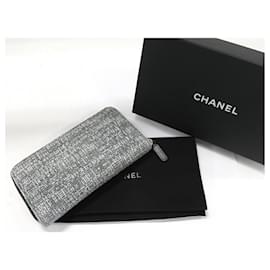 Chanel-Chanel Tweed Calf Long Wallet A81977-Grey