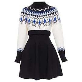 Alexander Mcqueen-Alexander McQueen wool fairisle long sleeve sweater dress-Black