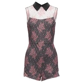 Dior-Christian Dior intricate lace overlay playsuromper-Pink
