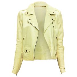 Theory lambskin leather motorcycle biker jacket Yellow