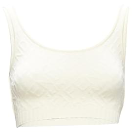 Fendi-Fendi SKIMS logo jacquard scoop neck bralette crop top-White,Cream