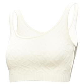 Fendi-Fendi SKIMS logo jacquard scoop neck bralette crop top-White,Cream