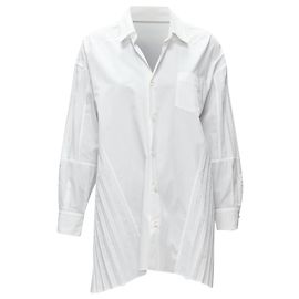 Junya Watanabe Tunika-Shirt mit Falten an der Seite Weiß