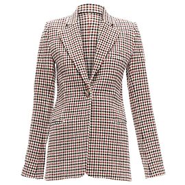 Khaite Vera checked virgin wool single button blazer Red Dark red