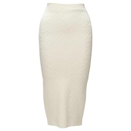 Fendi-Fendi logo jacquard high waisted pencil skirt-White,Cream