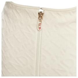 Fendi-Fendi logo jacquard high waisted pencil skirt-White,Cream