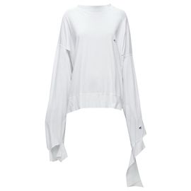 Vêtements Sudadera de manga recortada deconstruida con cinta de logo Vetements Blanco