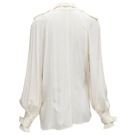 Jaqueta fluida de seda marfim Tom Ford com detalhes de trench Branco Cru