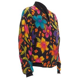 Giacca bomber in crepe floreale decorata Teddy Saint Laurent Multicolore