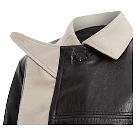 Balenciaga-Casaco trench de couro em camadas falso Balenciaga com cinto-Preto