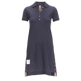 Thom Browne Vestido polo em piquê com faixa de assinatura Thom E Azul Azul marinho