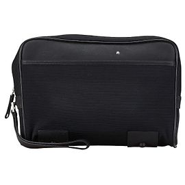 Montblanc Canvas Leather Clutch Bag Black