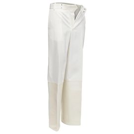 Céline Gerade Lederhosen mit Saum von Celine Phoebe Philo Weiß