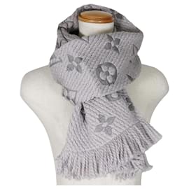 Louis Vuitton-Louis Vuitton Wool Logomania Scarf-Grey
