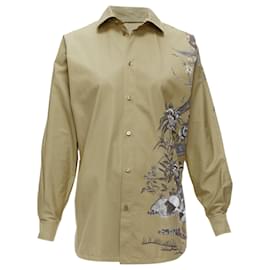 Dior-Christian Dior Jardin dhiver khaki bird flower dress shirt-Green,Khaki