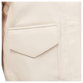 Autre Marque-Nour Hammour lambskin minimal dual pocket cropped zip jacket-White,Cream
