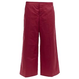 Pantalons larges cropped minimalistes classiques en coton et lin Marni Rouge